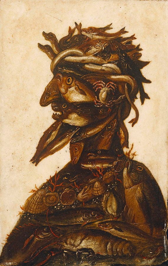 Anthropomorphic heads representing one of the four elements - water - Arcimboldo