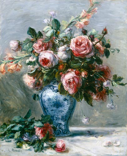 Roses in a Vase - Pierre-Auguste Renoir