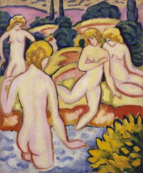 Four Bathers (Bathers with Trees of Life) - August Macke