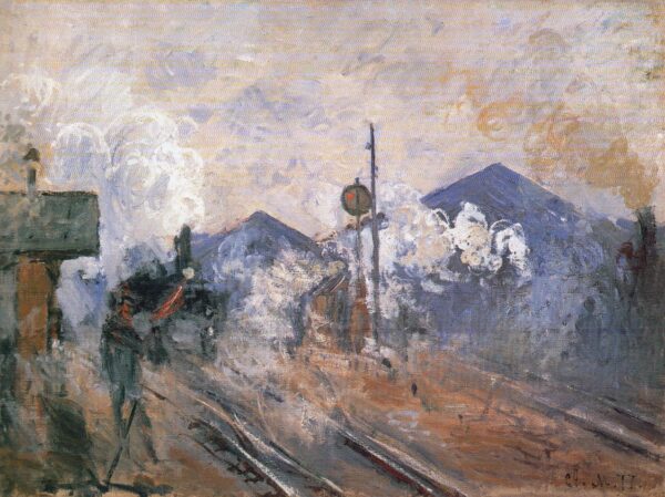 Les Voies à la sortie de la gare Saint-Lazare – Claude Monet" Oil Painting Reproduction: High-Quality Artwork for Sale