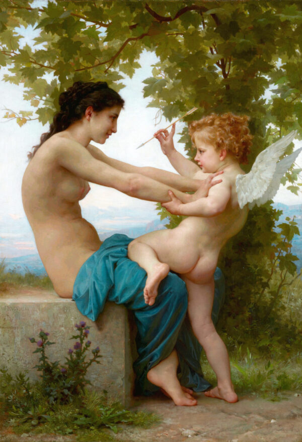 A Young Girl Defending Herself against Eros – William Bouguereau