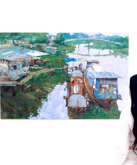 Alongside the river at Ayutthaya – Somchai | 80 x 120 cm