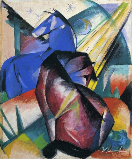 Deux chevaux, rouge et bleu - Franz Marc - Reproductions de tableaux et peintures haut de gamme