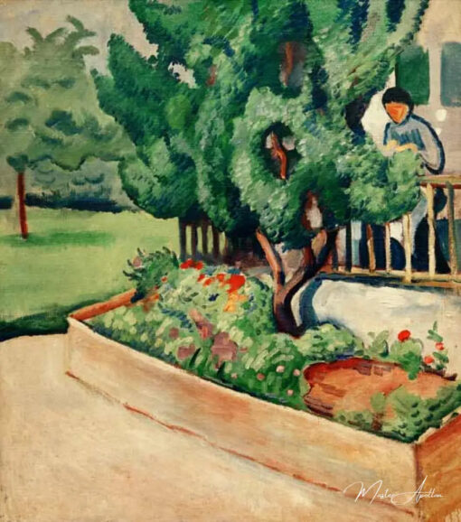 Devant la maison à Tegernsee I - August Macke - Reproductions de tableaux et peintures haut de gamme