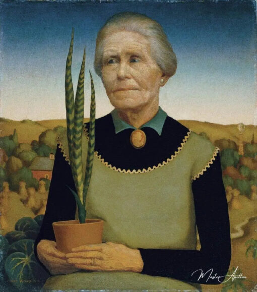 Femme avec des plantes - Grant Wood - Reproductions de tableaux et peintures haut de gamme