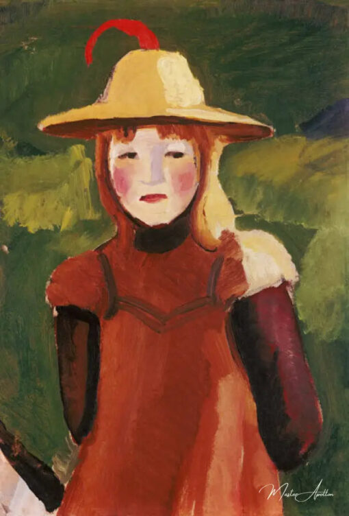 Fille de paysan avec le chapeau de paille - August Macke - Reproductions de tableaux et peintures haut de gamme