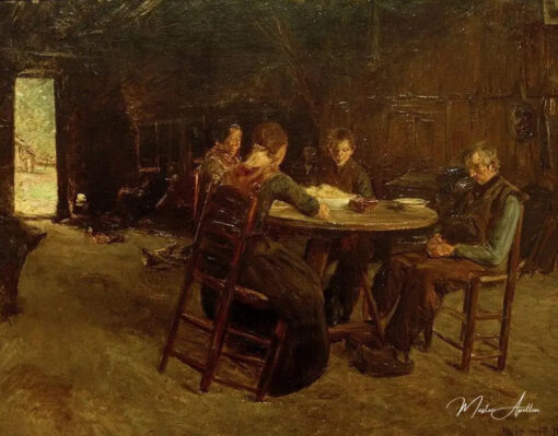 Frisons paysans avec la prière de table - Max Liebermann - Reproductions de tableaux et peintures haut de gamme