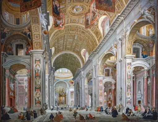 Intérieur de la basilique Saint Pierre de Rome - Giovanni Paolo Panini - Reproductions de tableaux et peintures haut de gamme