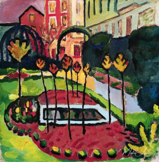 Jardin avec bassin - August Macke - Reproductions de tableaux et peintures haut de gamme