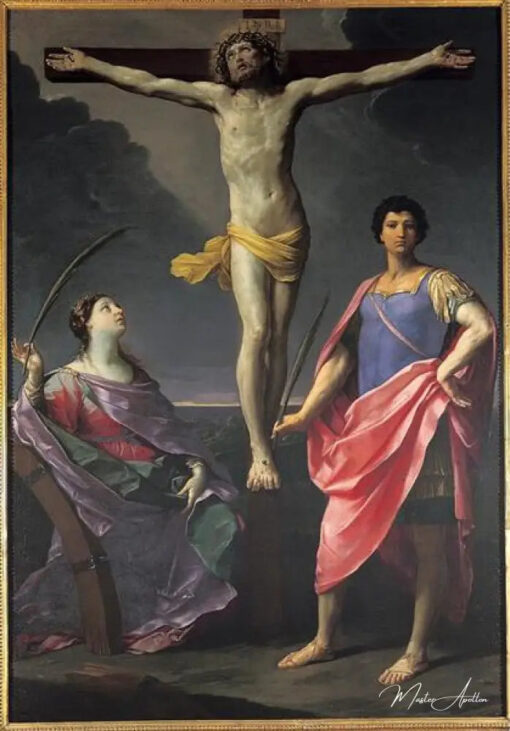 Jésus-Christ crucifié entre Sainte Catherine d’Alexandrie et Saint Jules - Guido Reni Reproductions de tableaux à la