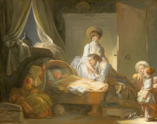 La visite à la crèche - Jean-Honoré Fragonard - Reproductions de tableaux et peintures haut de gamme