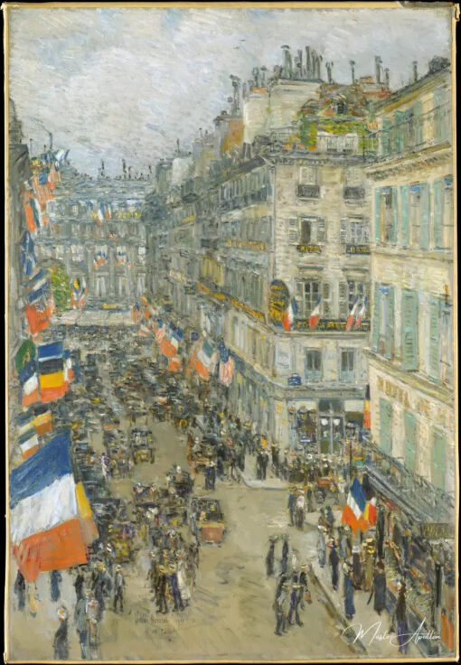 Quatorze juillet, rue Daunou, 1910 - Childe Hassam - Reproductions de tableaux et peintures haut de gamme