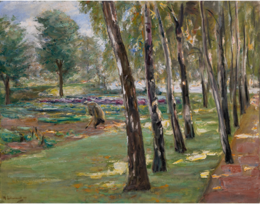L'allée de bouleaux dans le jardin de Wannsee - vue sur le champ de choux - Max Liebermann - Reproductions de tableaux et peintures haut de gamme