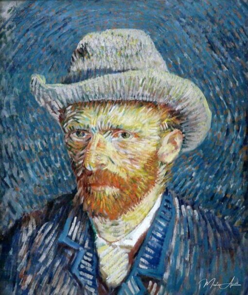 Autoportrait avec un chapeau de feutre gris - Van Gogh - Reproductions de tableaux et peintures haut de gamme