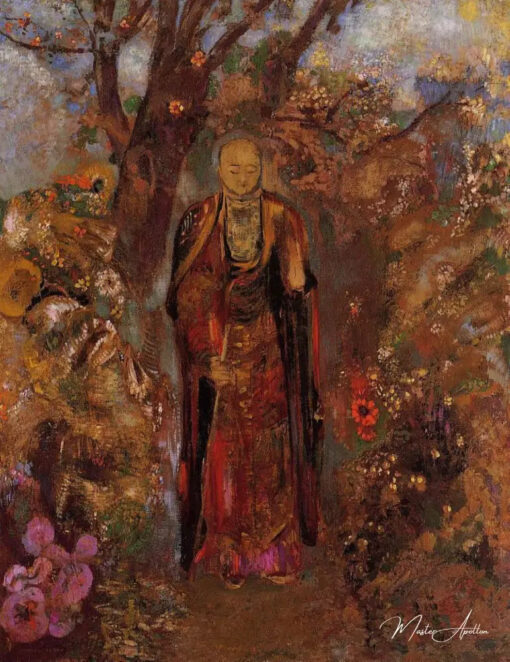 Bouddha marchant parmi les fleurs - Odilon redon - Reproductions de tableaux et peintures haut de gamme