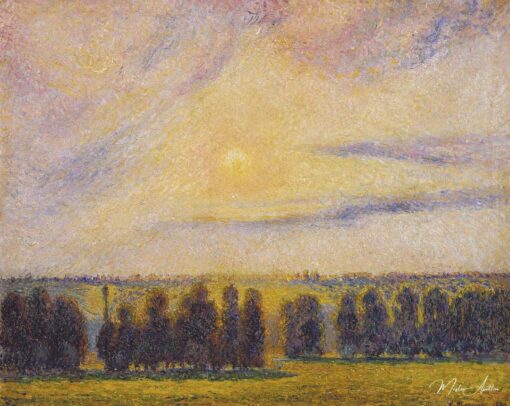 Coucher de soleil à eragny - Camille Pissarro - Reproductions de tableaux et peintures haut de gamme