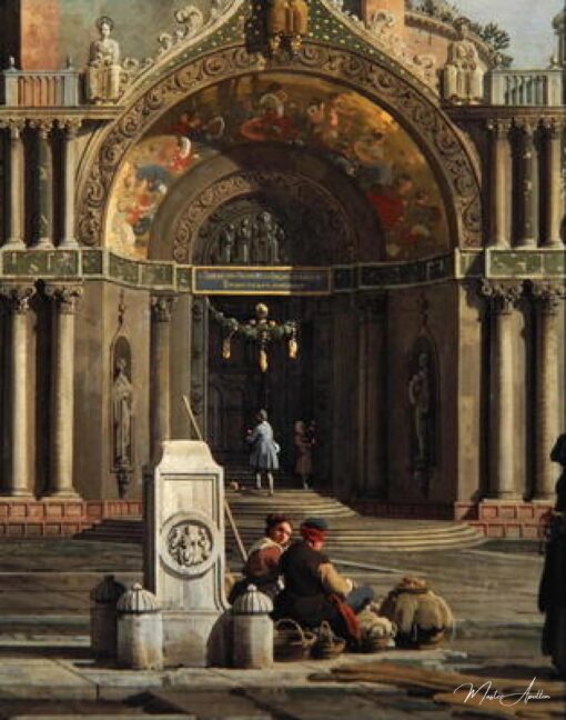 Détail du Capriccio dans une église - Giovanni Antonio Canal - Reproductions de tableaux et peintures haut de gamme