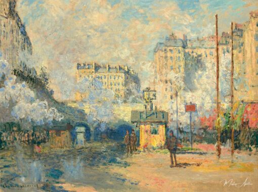 Extérieur de la gare Saint-Lazare, effet de soleil - Claude Monet - Reproductions de tableaux et peintures haut de gamme