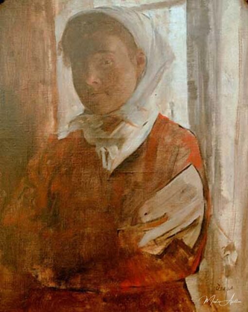 Femme avec un foulard blanc  - Edgar Degas - Reproductions de tableaux et peintures haut de gamme