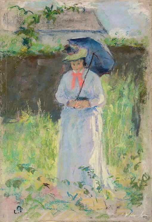 Femme avec un parasol - Camille Pissarro - Reproductions de tableaux et peintures haut de gamme