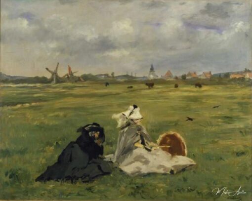 Femme et mère de l'artiste sur un pré - Edouard Manet - Reproductions de tableaux et peintures haut de gamme