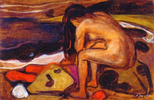 Femme nue sur la plage - Edvard Munch - Reproductions de tableaux et peintures haut de gamme