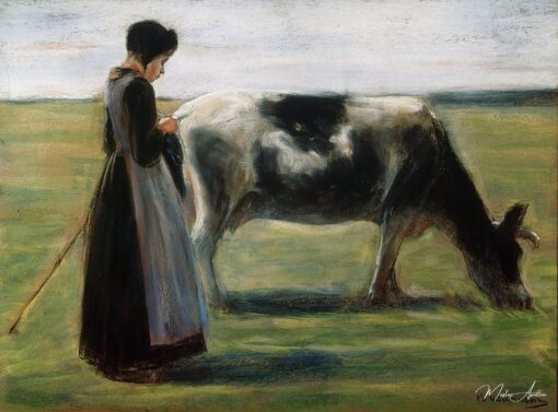 Fermière avec une vache - Max Liebermann - Reproductions de tableaux et peintures haut de gamme