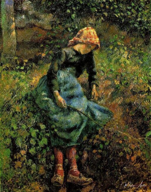 Fille avec un bâton - Camille Pissarro - Reproductions de tableaux et peintures haut de gamme