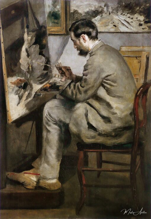 Frédéric Bazille peignant à son chevalet - Pierre-Auguste Renoir - Reproductions de tableaux et peintures haut de gamme