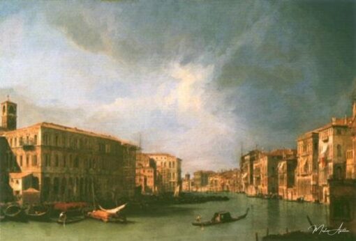 Grand canal : vue du nord depuis la proximité du pont du Rialto le - Giovanni Antonio Canal - Reproductions de tableaux et peintures haut de gamme