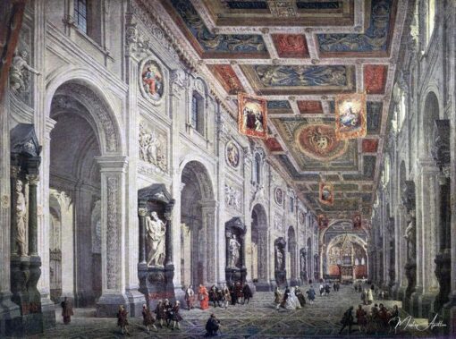 Intérieur de l'église San Giovanni in Laterano à Rome - Giovanni Paolo Panini - Reproductions de tableaux et peintures haut de gamme