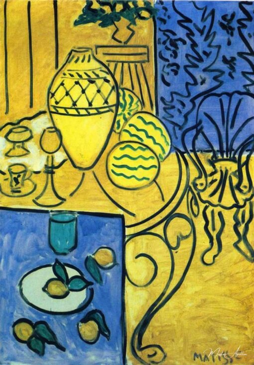 Intérieur en jaune et bleu - Matisse - Reproductions de tableaux et peintures haut de gamme