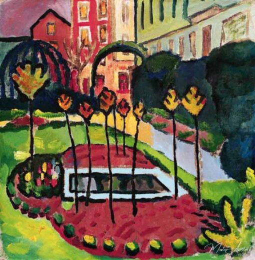 Jardin avec bassin - August Macke - Reproductions de tableaux et peintures haut de gamme