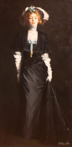 Jessica Penn en noir avec des plumes blanches - Robert Henri - Reproductions de tableaux et peintures haut de gamme