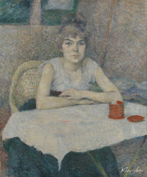 Jeune femme à une table - Toulouse Lautrec - Reproductions de tableaux et peintures haut de gamme