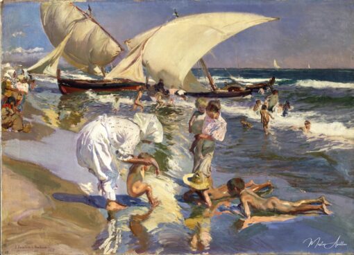 La plage de Valence dans la lumière du matin - Sorolla - Reproductions de tableaux et peintures haut de gamme