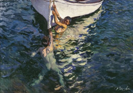 Le bateau blanc de Javea - Sorolla - Reproductions de tableaux et peintures haut de gamme