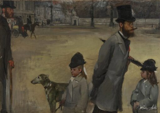 Le Comte Lepic et ses filles - Edgar Degas - Reproductions de tableaux et peintures haut de gamme