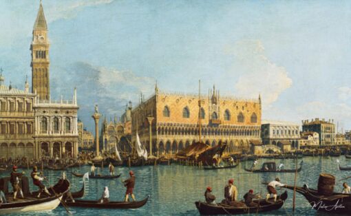 Le palais des Doges avec la Piazzetta - Giovanni Antonio Canal - Reproductions de tableaux et peintures haut de gamme