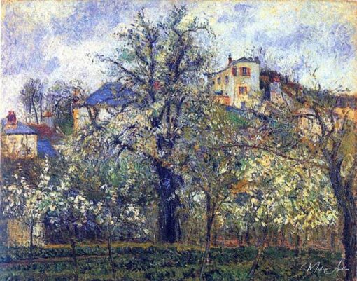 Le potager avec des arbres en fleurs, printemps, Pontoise - Camille Pissarro - Reproductions de tableaux et peintures haut de gamme