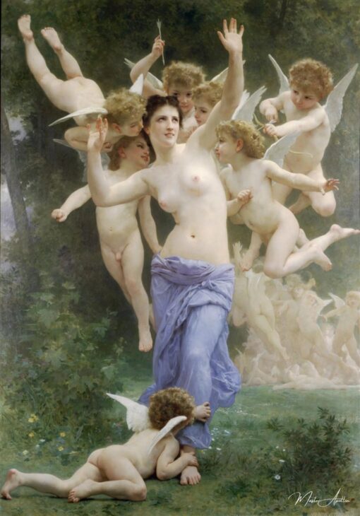 L'éveil du cœur - William Bouguereau - Reproductions de tableaux et peintures haut de gamme