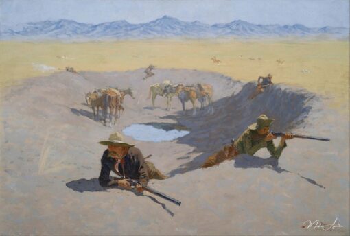 Lutte pour le trou d'eau - Frederic Remington - Reproductions de tableaux et peintures haut de gamme