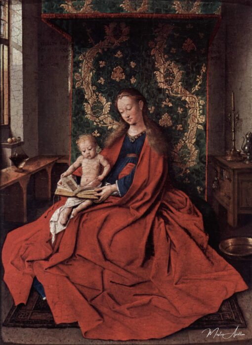 Madone avec l'enfant Lecture - Jan Van Eyck - Reproductions de tableaux et peintures haut de gamme
