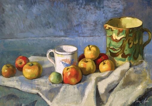 Nature morte avec des pommes, une tasse et un pichet - Paul Cézanne - Reproductions de tableaux et peintures haut de gamme