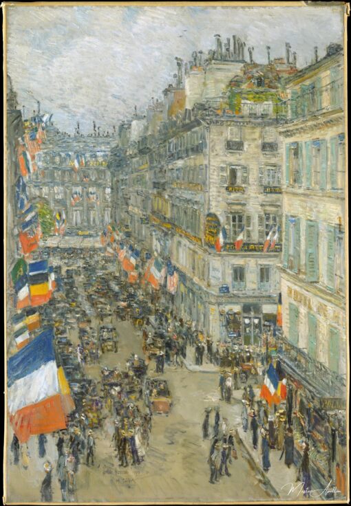 Quatorze juillet, rue Daunou, 1910 - Childe Hassam - Reproductions de tableaux et peintures haut de gamme