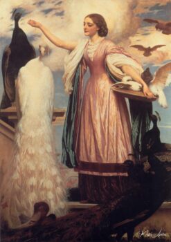 Une fille nourrissant des paons - Frederic Leighton - Reproductions de tableaux et peintures haut de gamme